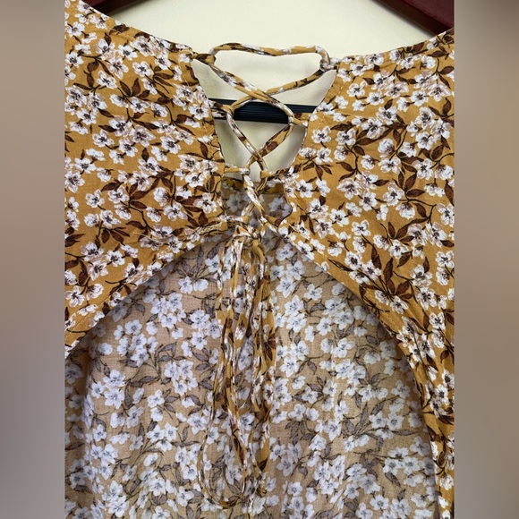 Wild Fable Dress Size M Midi Boho Puff Sleeve Ruffle Mini Open Back - Picture 9 of 11